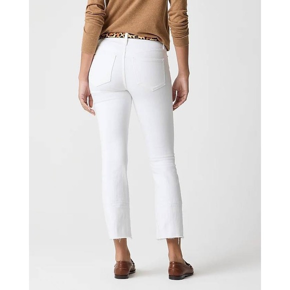 J.Crew Mid-Rise Flare Crop White Jeans Raw Hem Signature Stretch Sz 25 NWT $118 - Picture 2 of 12